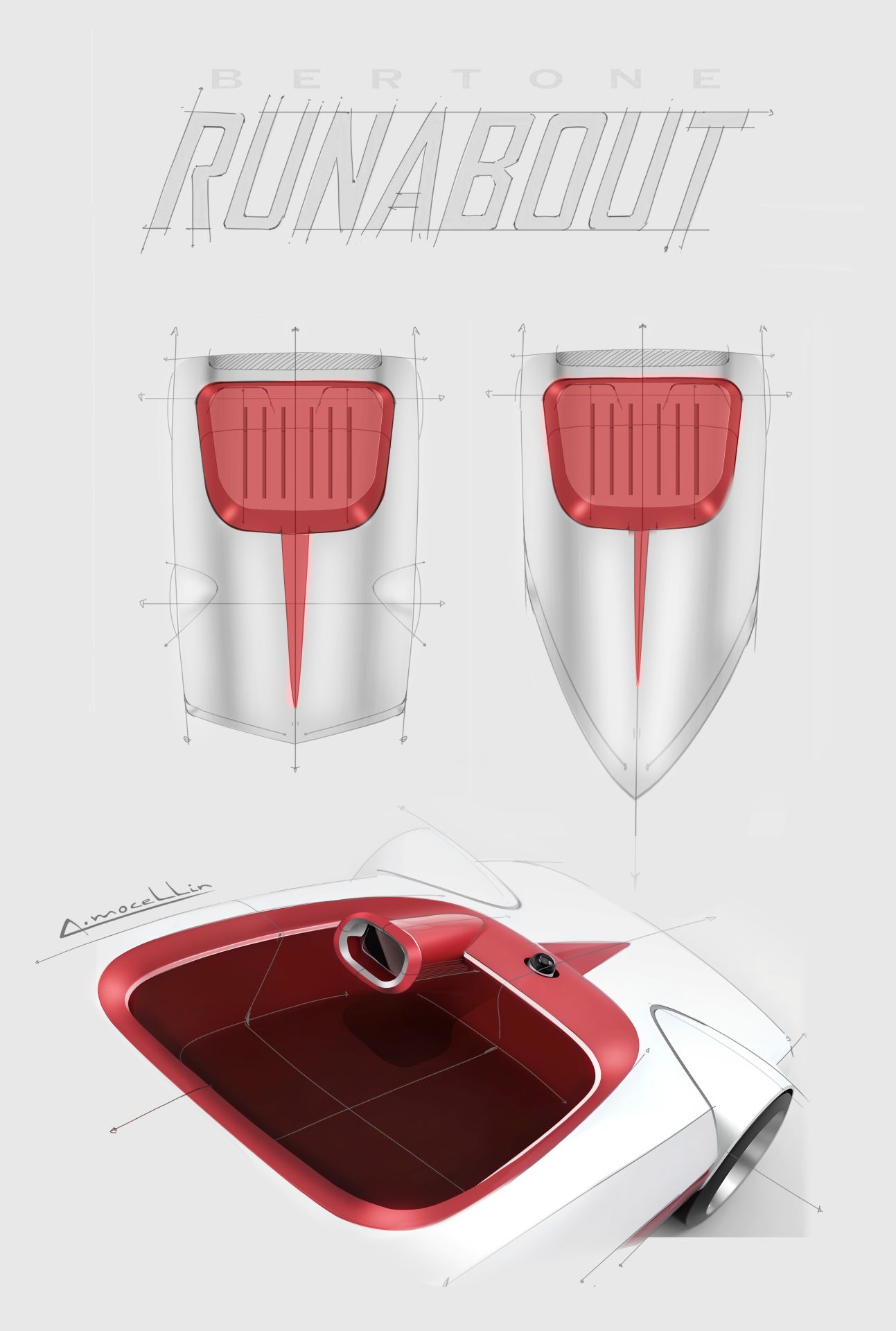 Bertone Runabout Interior Top View Press Sketches Andrea Mocellin 2025