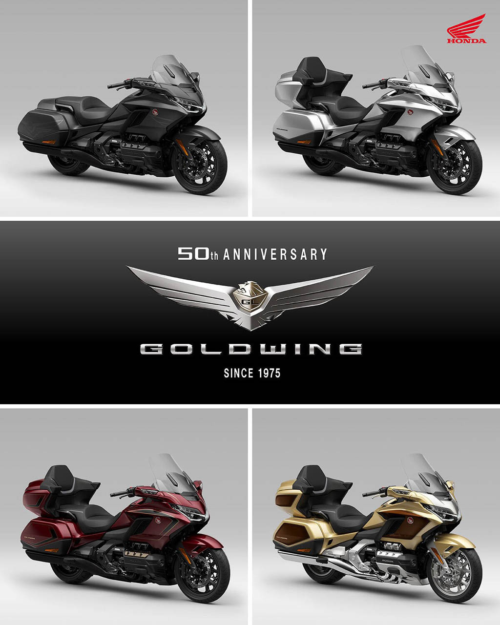 527575 25YM Honda GL1800 Gold Wing and Gold Wing Tour models celebrate half a