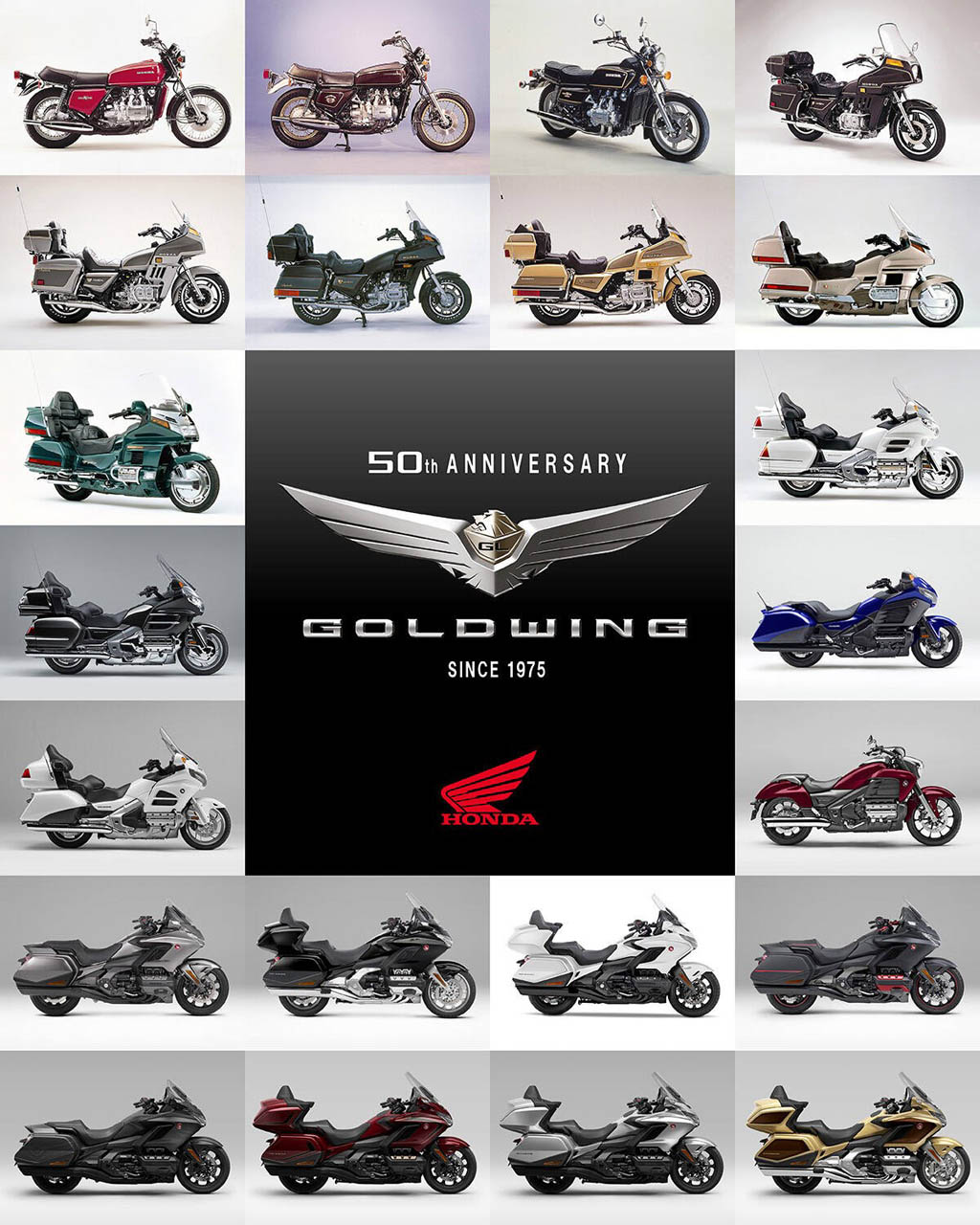 527576 25YM Honda GL1800 Gold Wing and Gold Wing Tour models celebrate half a